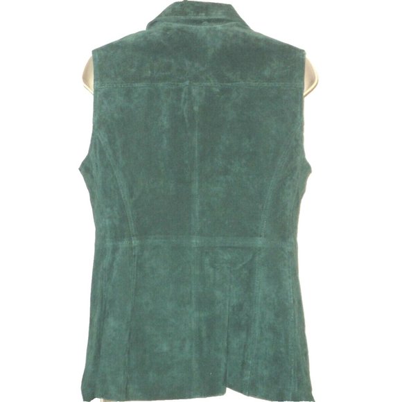 Dennis Basso Washable Suede Vest Women's Size S Hunter Green Zip Front Small NEW - Picture 4 of 7